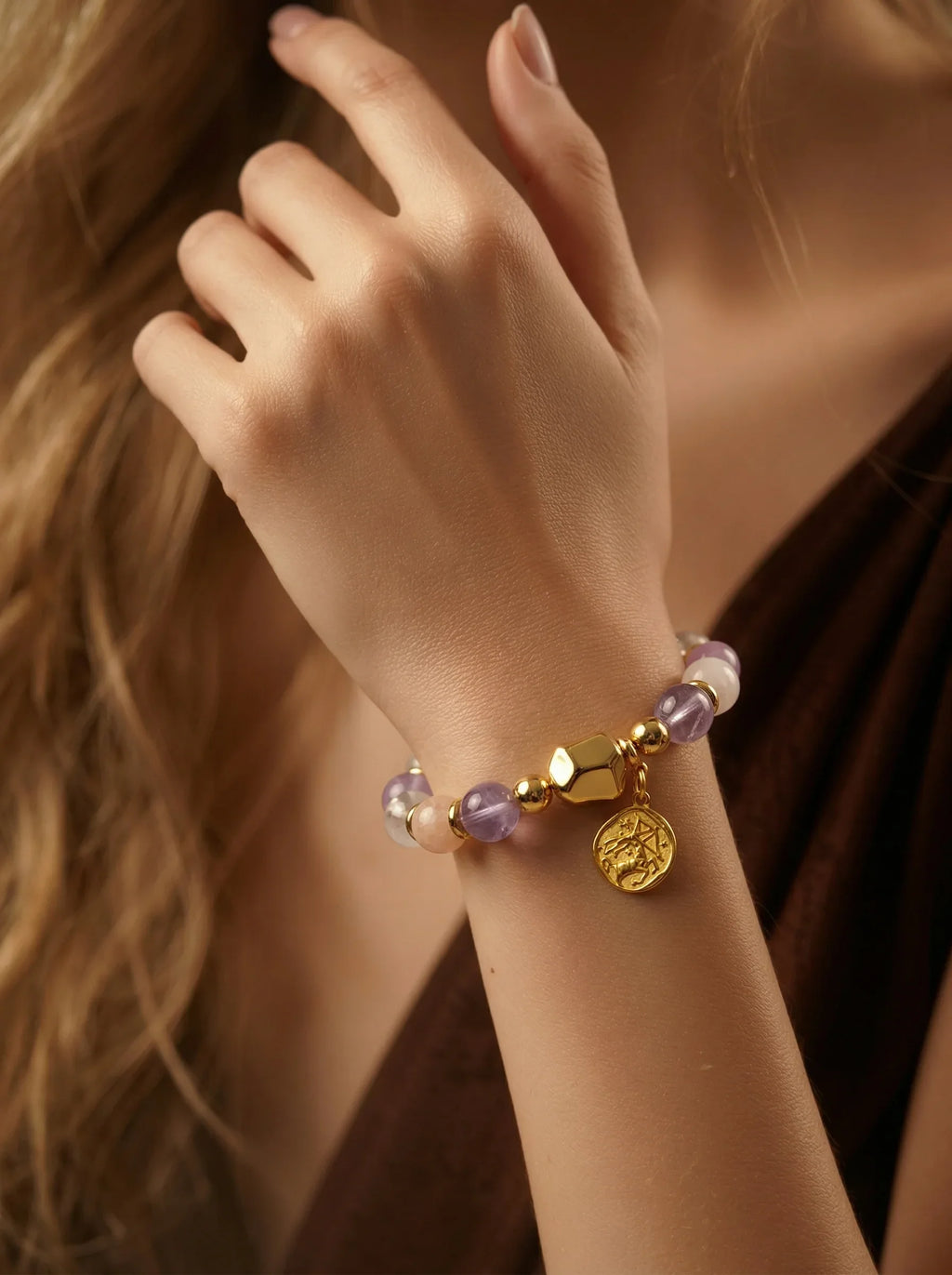 Stella Whisper · Sagittarius Zodiac Crystal Bracelet | Purple Kunzite & Amethyst
