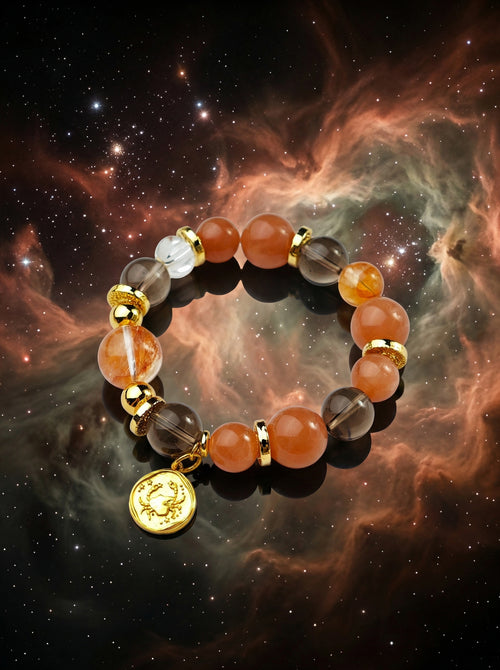 Stella Whisper · Cancer Zodiac Crystal Bracelet | Sunstone, Smoky Quartz & Citrine