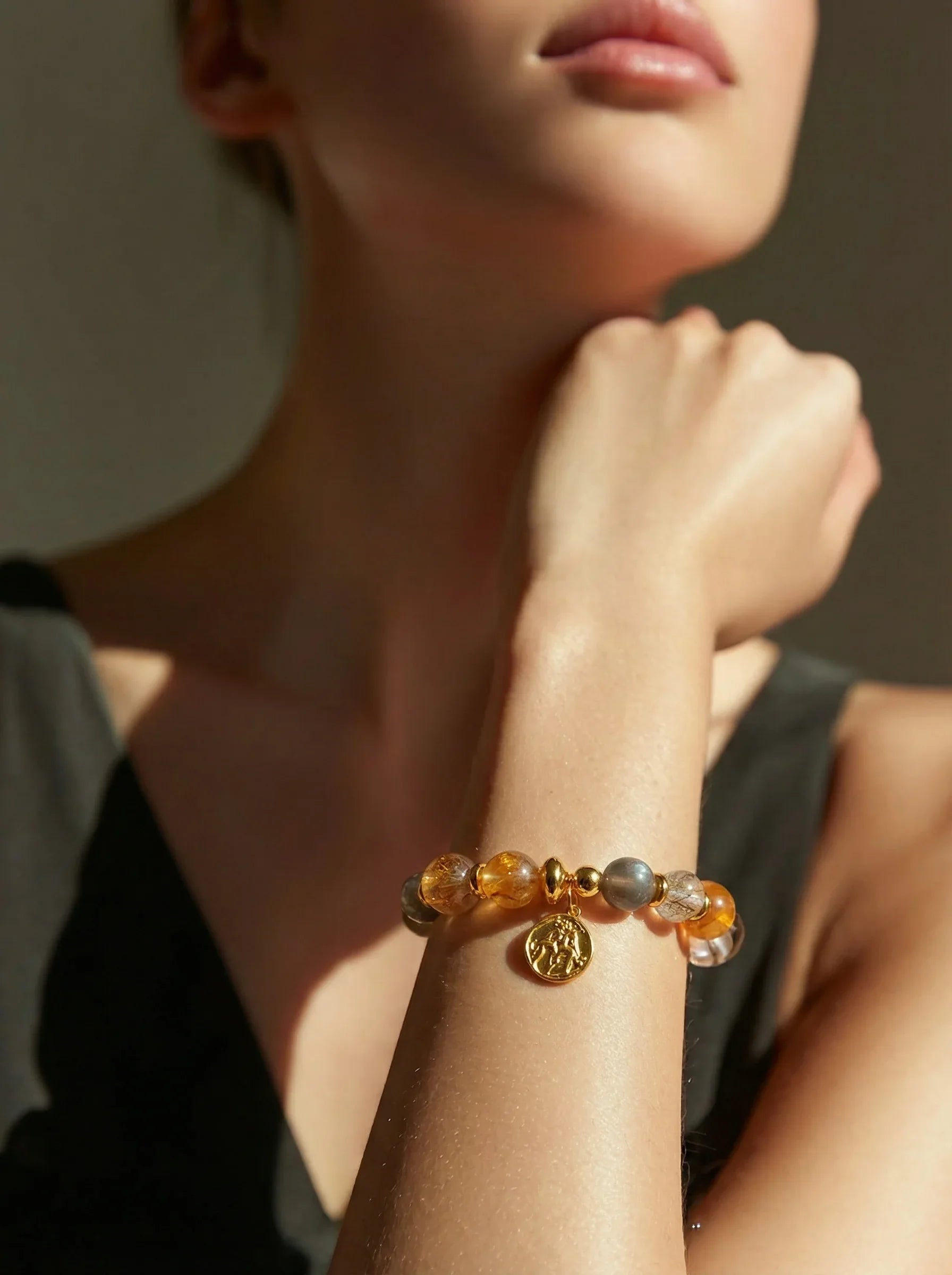 Stella Whisper · Gemini Zodiac Crystal Bracelet | Citrine, Smoky Quartz & Labradorite