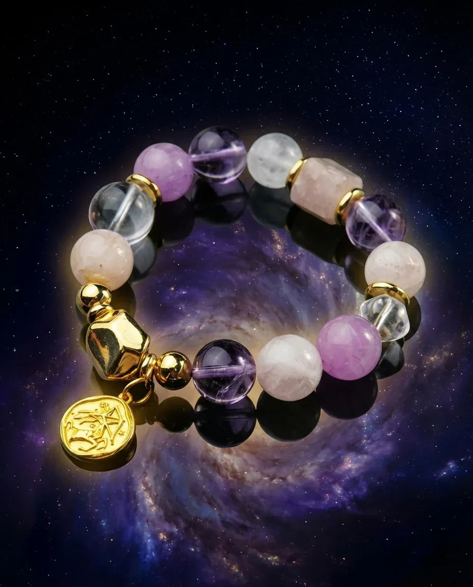 Stella Whisper · Sagittarius Zodiac Crystal Bracelet | Purple Kunzite & Amethyst