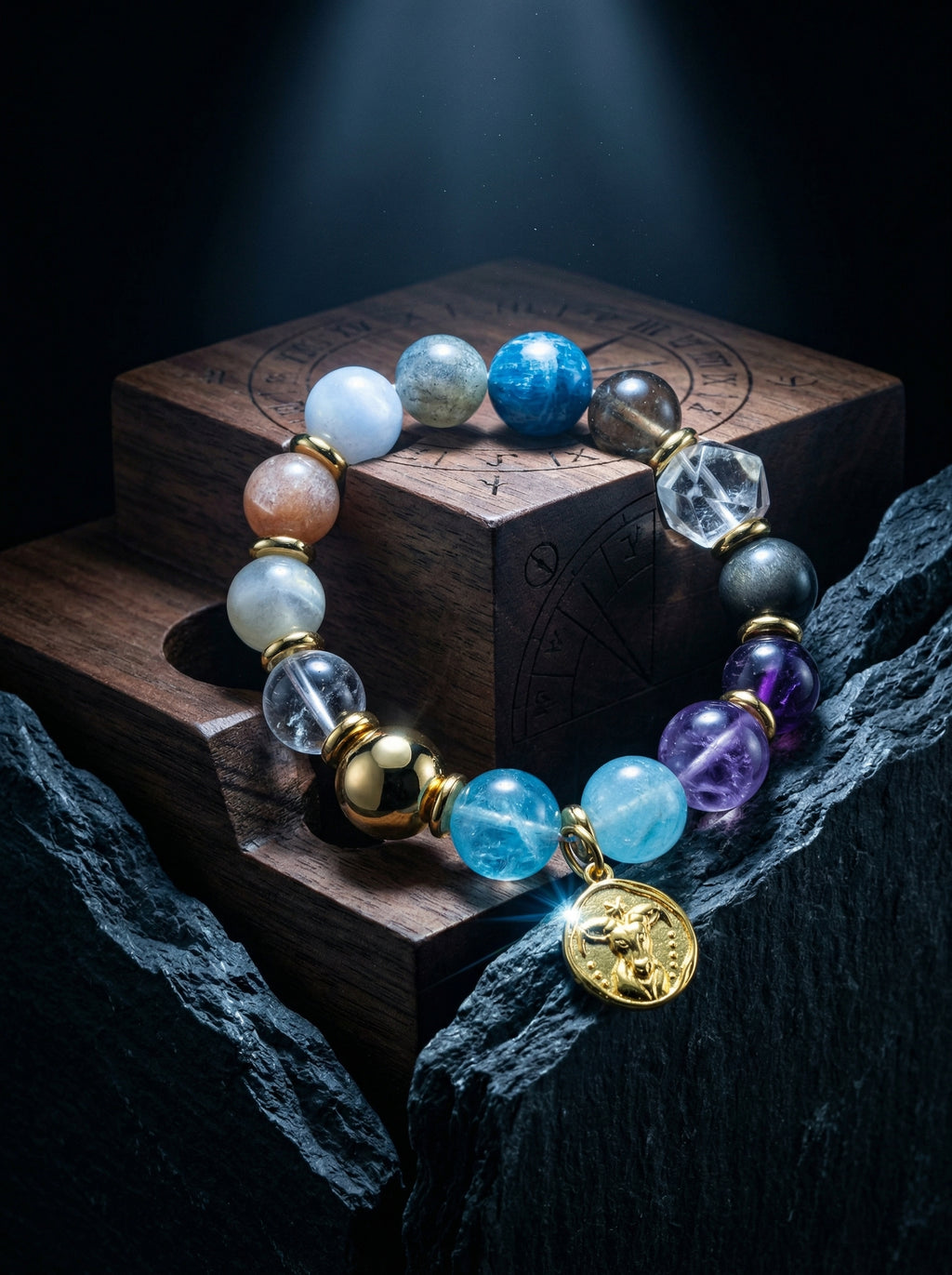 Stella Whisper · Capricorn Zodiac Crystal Bracelet | Labradorite & Blue Lace Agate