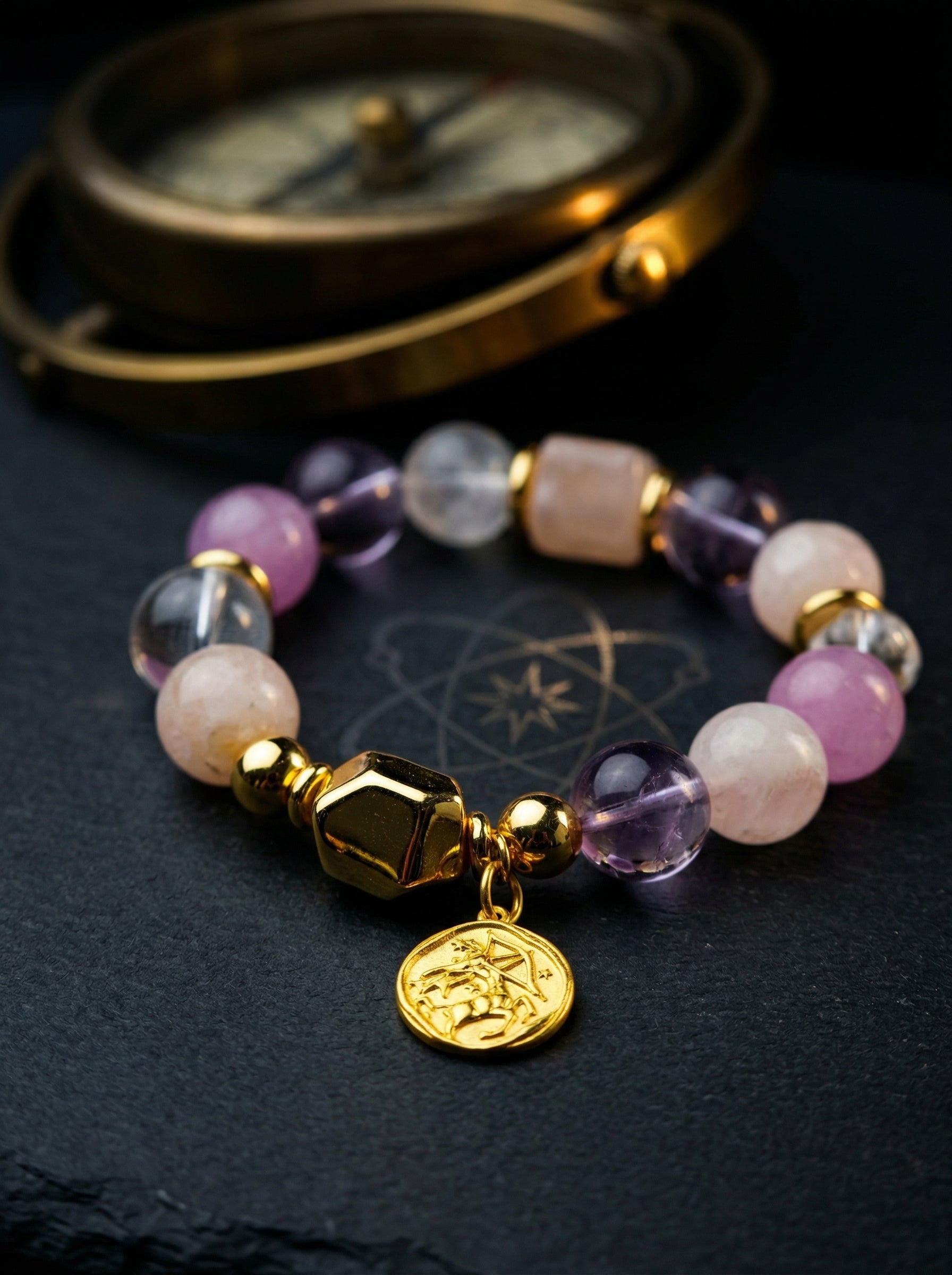 Stella Whisper · Sagittarius Zodiac Crystal Bracelet | Purple Kunzite & Amethyst