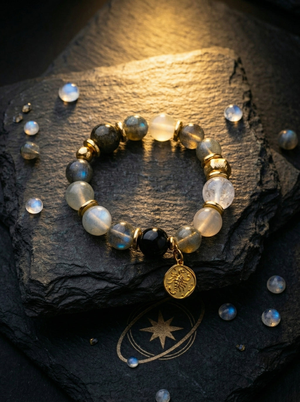 Stella Whisper · Scorpio Zodiac Crystal Bracelet | Labradorite & Moonstone