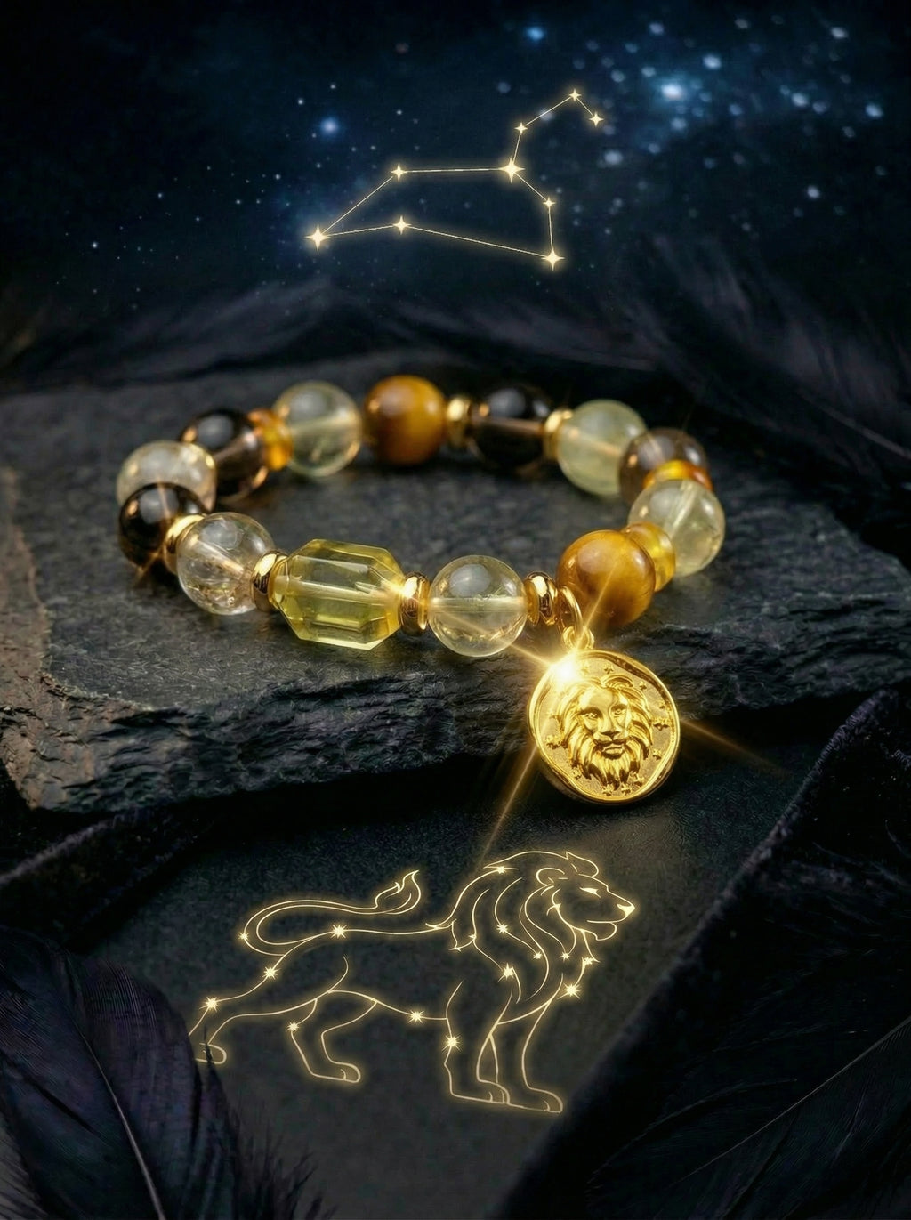 Stella Whisper · Leo Zodiac Crystal Bracelet | Citrine, Tiger's Eye & Amber