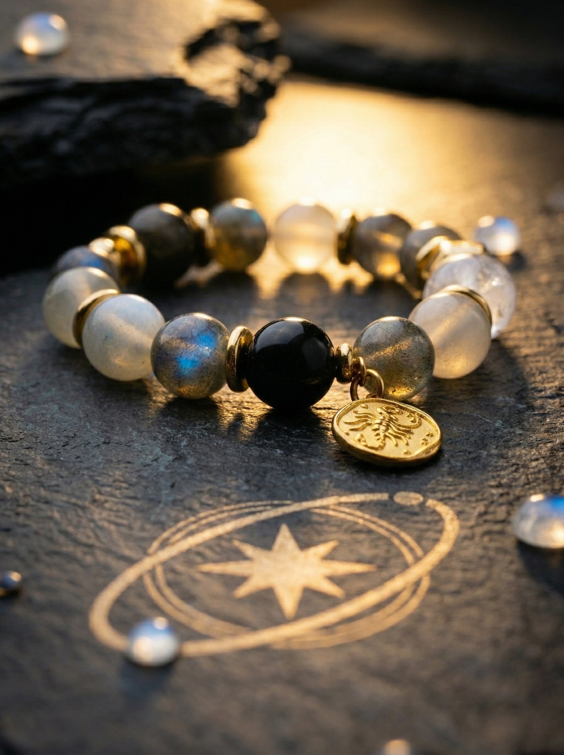 Stella Whisper · Scorpio Zodiac Crystal Bracelet | Labradorite & Moonstone