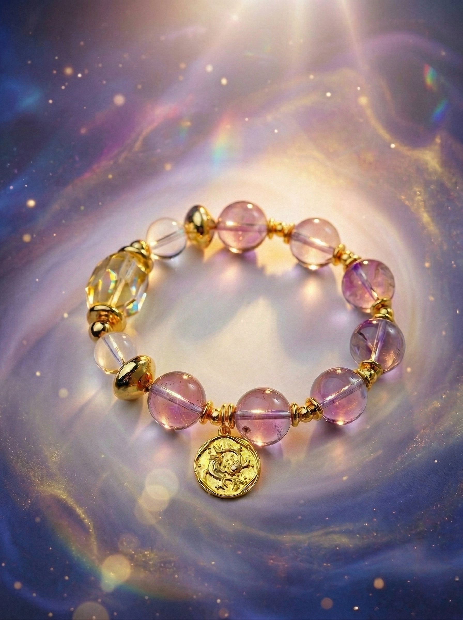 Stella Whisper · Pisces Zodiac Crystal Bracelet | Amethyst, Aquamarine & Moonstone
