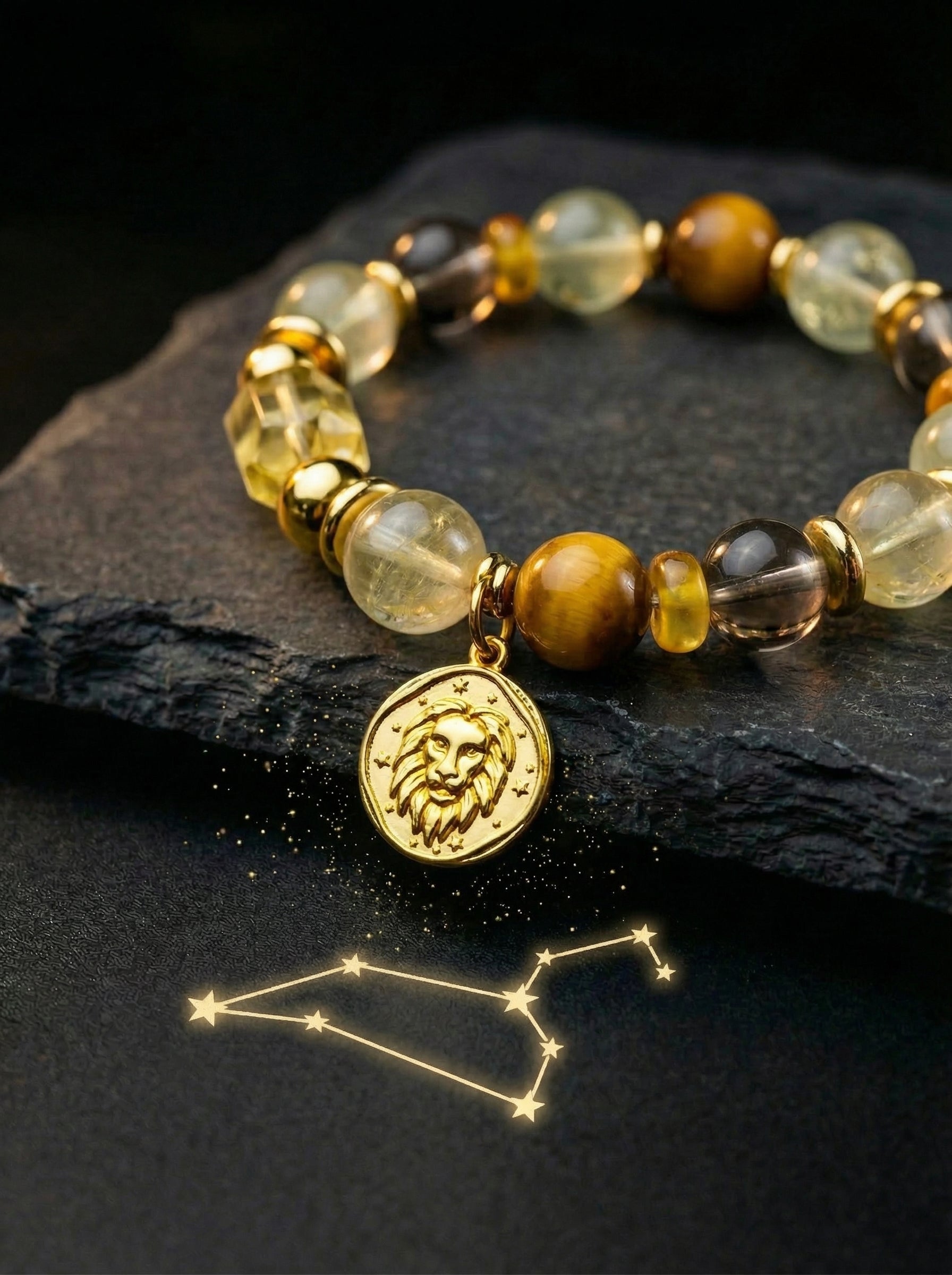 Stella Whisper · Leo Zodiac Crystal Bracelet | Citrine, Tiger's Eye & Amber