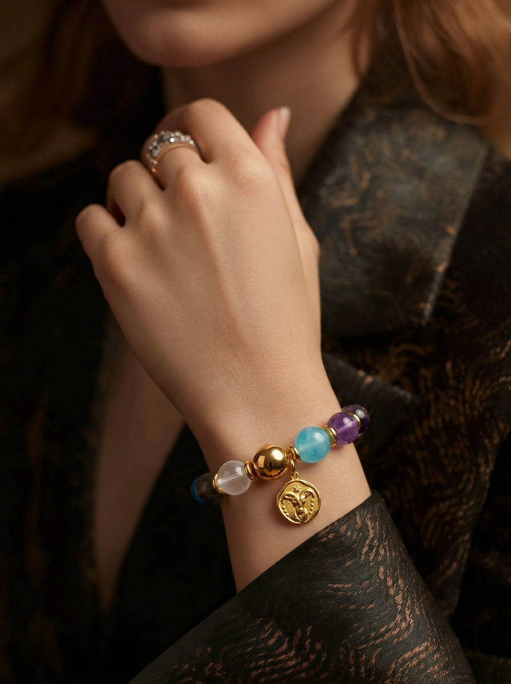 Stella Whisper · Capricorn Zodiac Crystal Bracelet | Labradorite & Blue Lace Agate