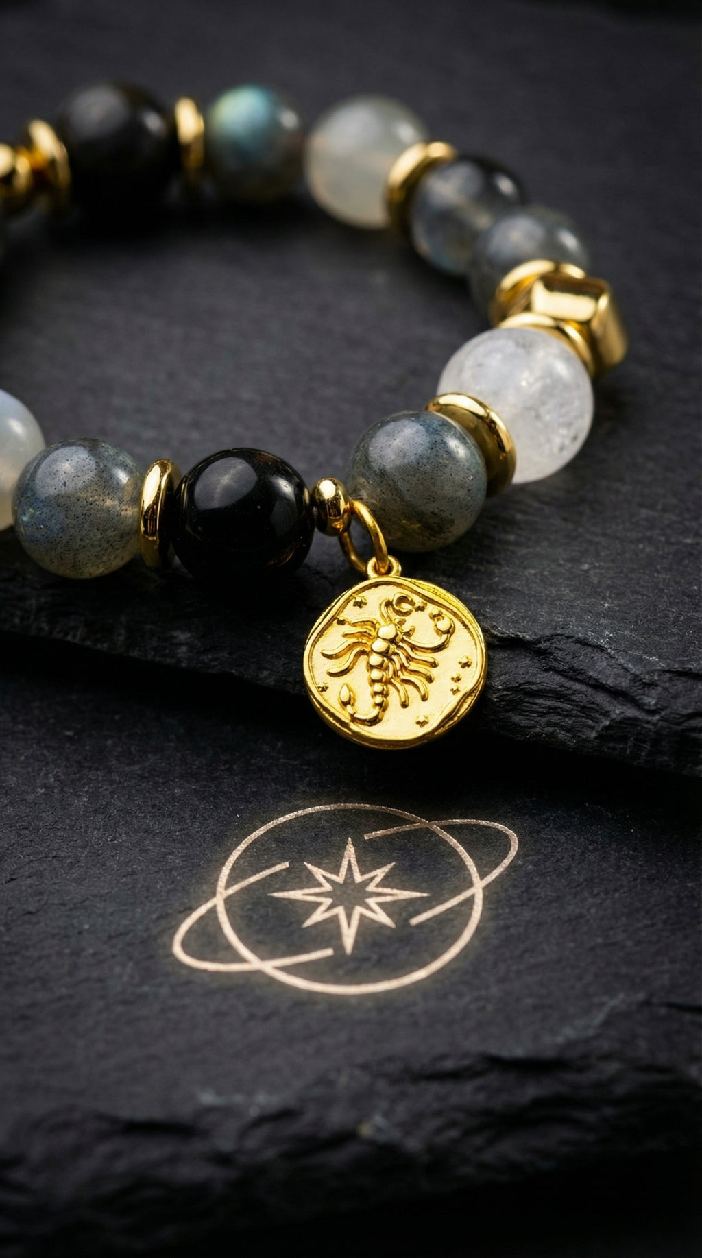 Stella Whisper · Scorpio Zodiac Crystal Bracelet | Labradorite & Moonstone