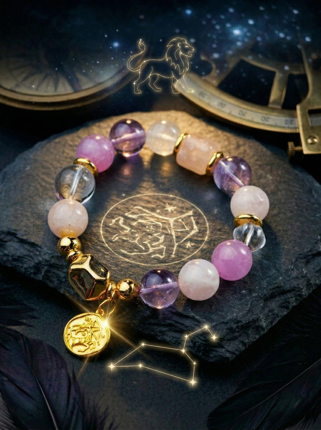 Stella Whisper · Sagittarius Zodiac Crystal Bracelet | Purple Kunzite & Amethyst