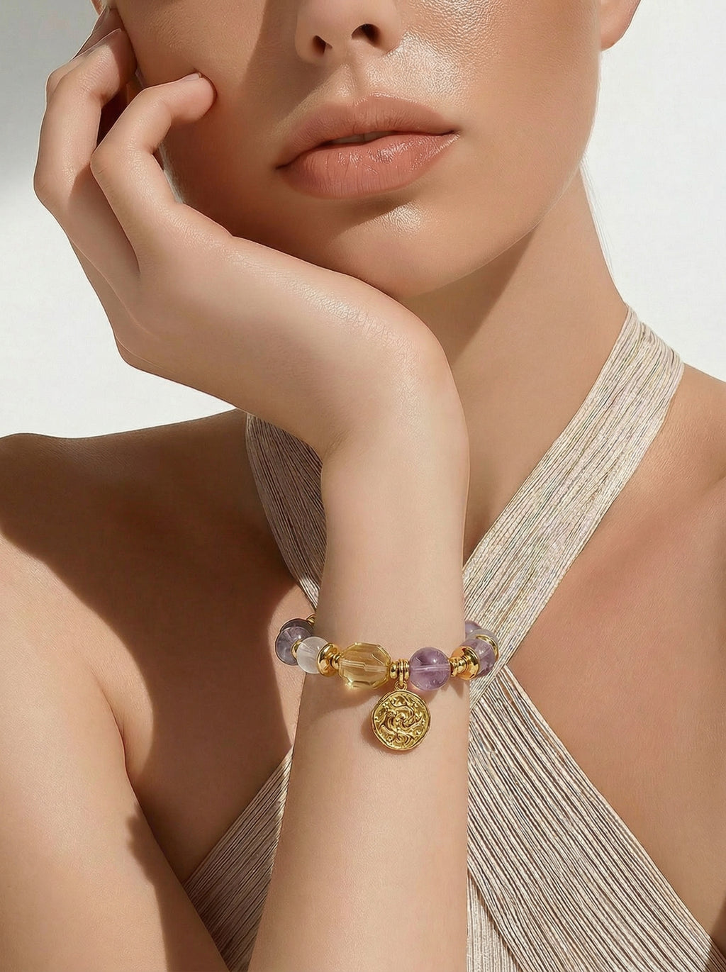 Stella Whisper · Pisces Zodiac Crystal Bracelet | Amethyst, Aquamarine & Moonstone