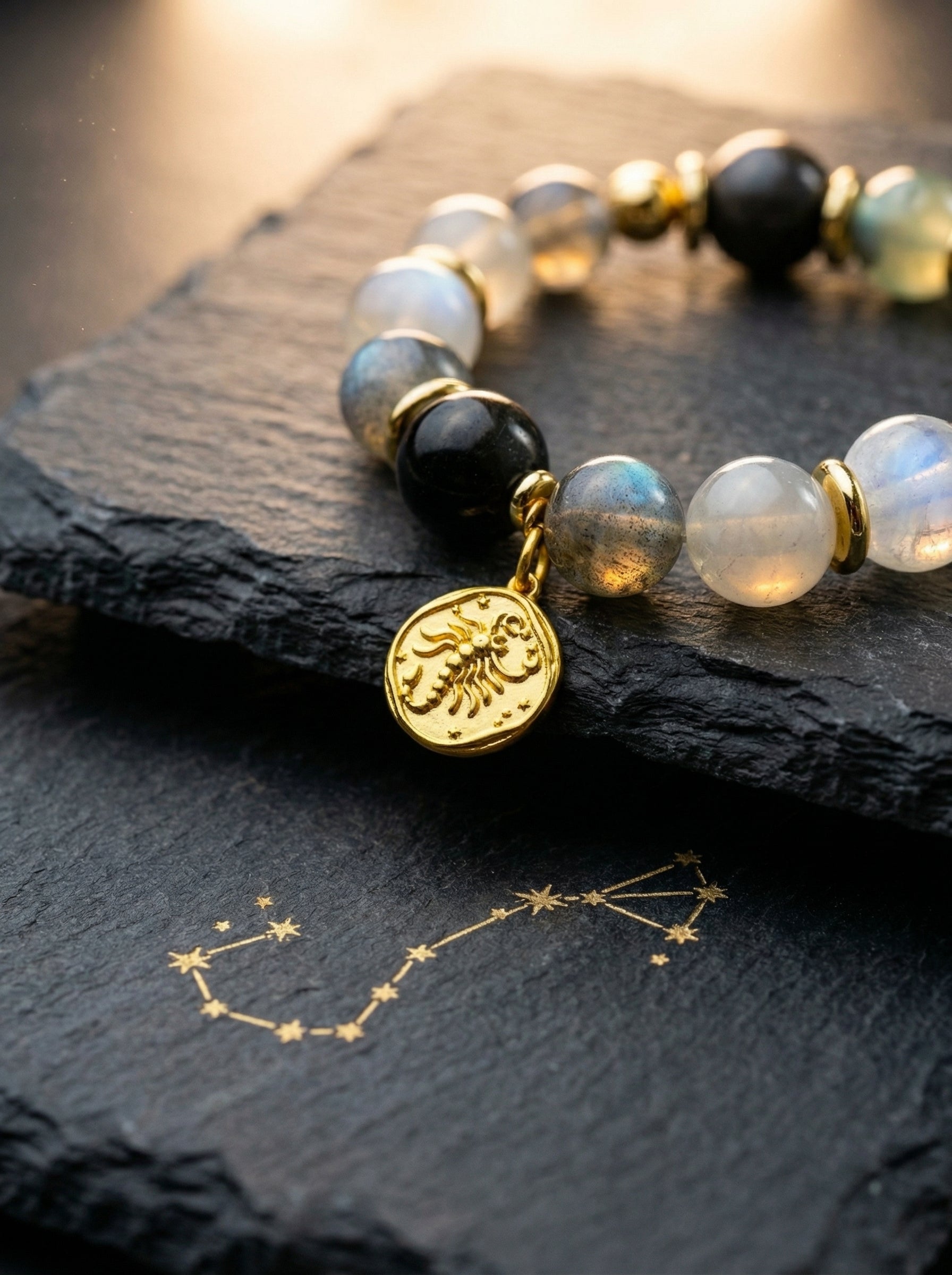 Stella Whisper · Scorpio Zodiac Crystal Bracelet | Labradorite & Moonstone