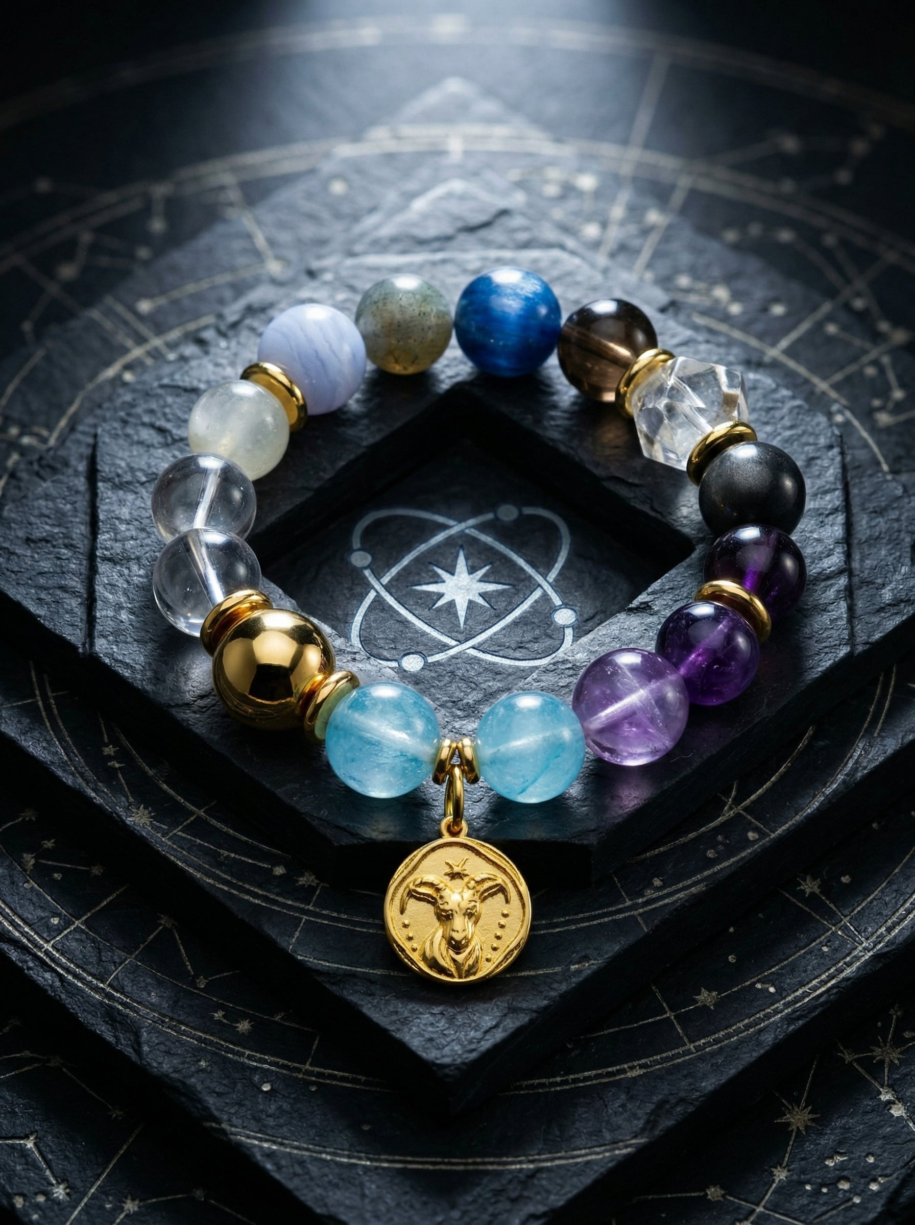 Stella Whisper · Capricorn Zodiac Crystal Bracelet | Labradorite & Blue Lace Agate